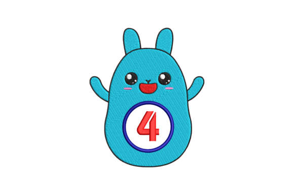 Cute Rabbit Number 4 Embroidery Design