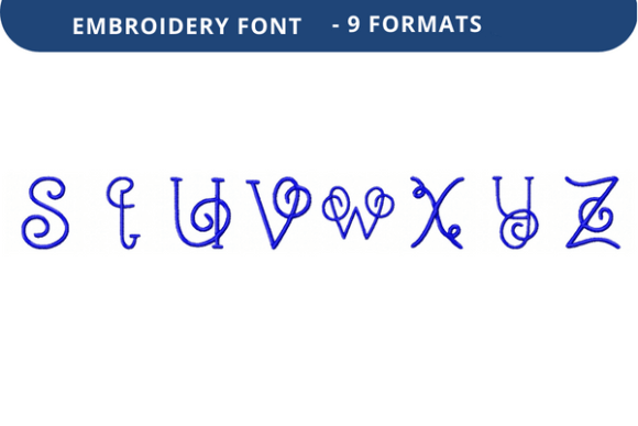 Vine Nouveau Font Lowercase S to Z: A Versatile Embroidery Font for Creative Projects
